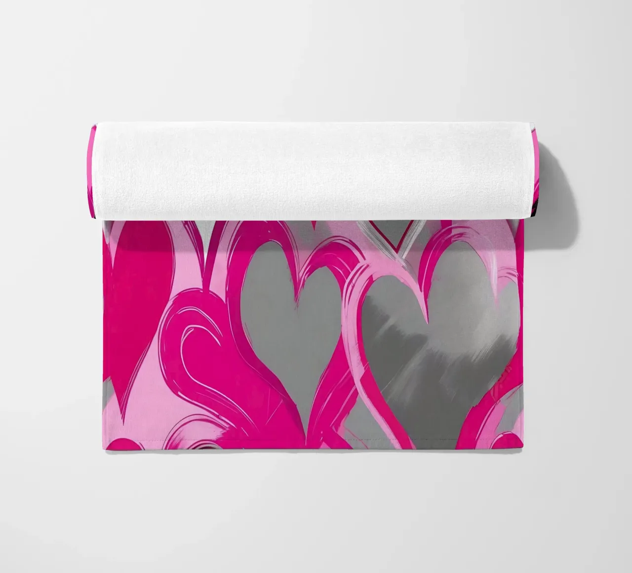 cuori_rosa_argento_2 telo mare da Pink- und LoveArt by LK