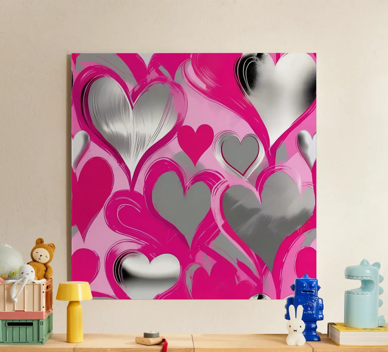 cuori_rosa_argento_2 plexiglass da Pink- und LoveArt by LK