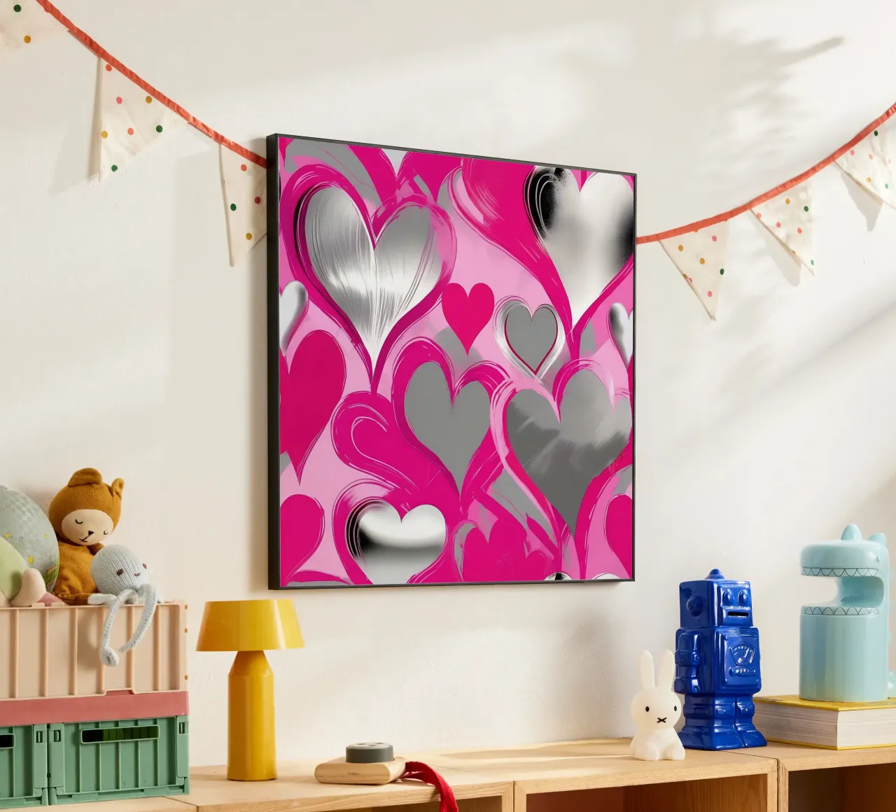 cuori_rosa_argento_2 alluminio dibond da Pink- und LoveArt by LK