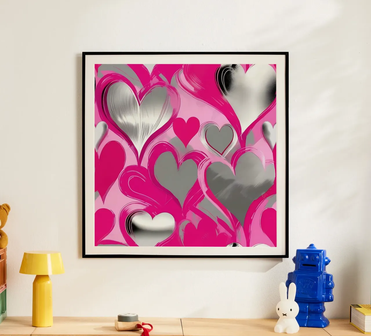 cuori_rosa_argento_2 poster da Pink- und LoveArt by LK
