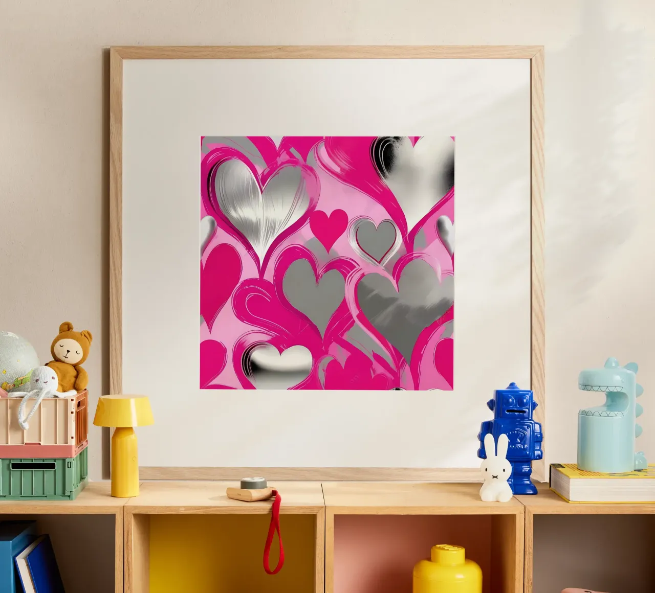 cuori_rosa_argento_2 poster da Pink- und LoveArt by LK