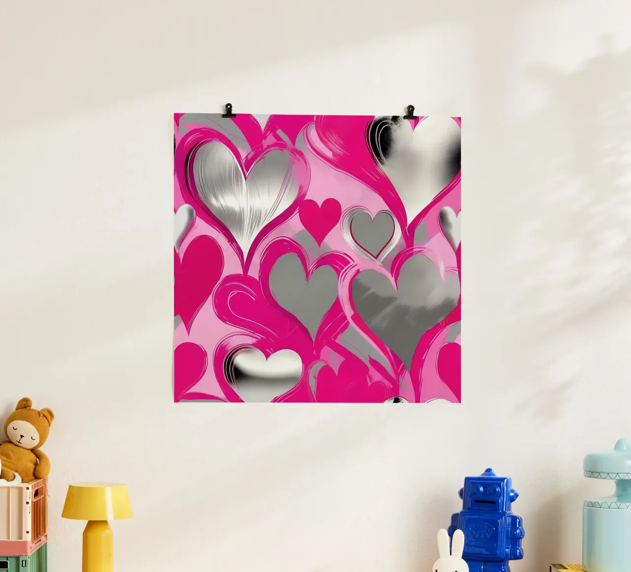 cuori_rosa_argento_2 poster da Pink- und LoveArt by LK