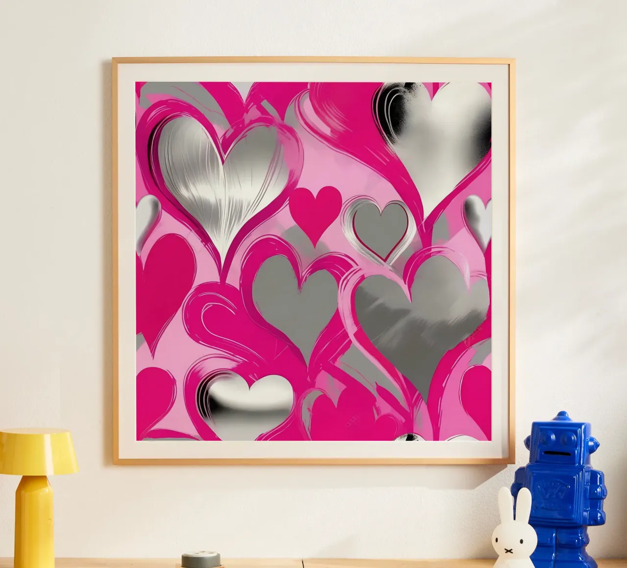cuori_rosa_argento_2 poster da Pink- und LoveArt by LK