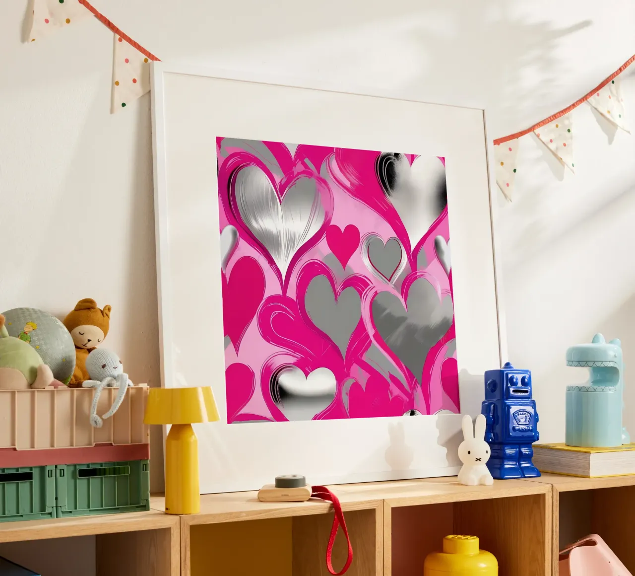 cuori_rosa_argento_2 poster da Pink- und LoveArt by LK