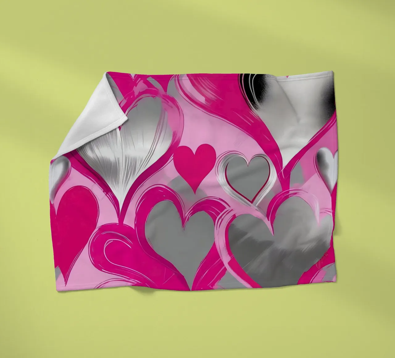 cuori_rosa_argento_2 coperta in pile da Pink- und LoveArt by LK