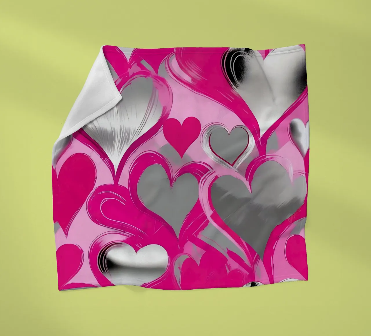 cuori_rosa_argento_2 coperta in pile da Pink- und LoveArt by LK