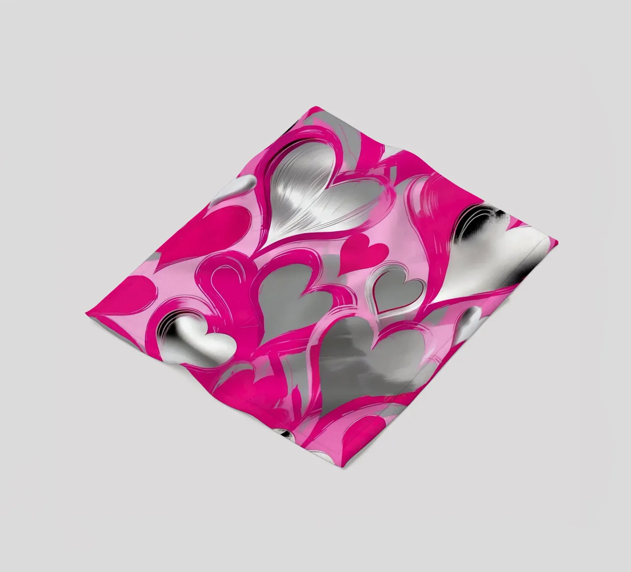 cuori_rosa_argento_2 coperta in pile da Pink- und LoveArt by LK