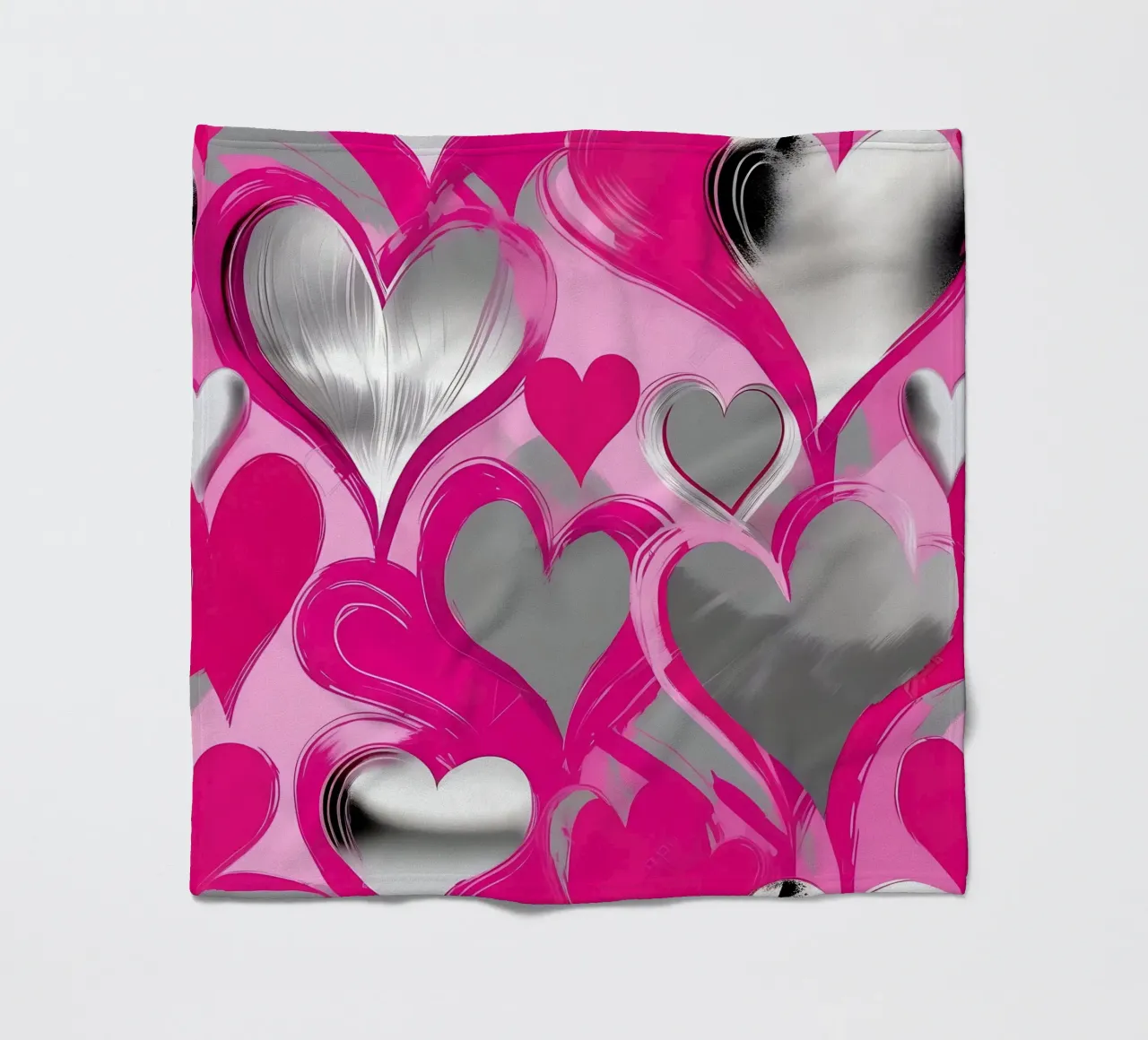 cuori_rosa_argento_2 coperta in pile da Pink- und LoveArt by LK