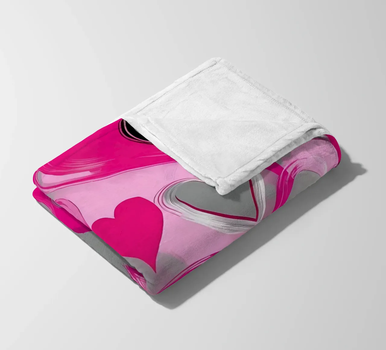 cuori_rosa_argento_2 coperta in pile da Pink- und LoveArt by LK