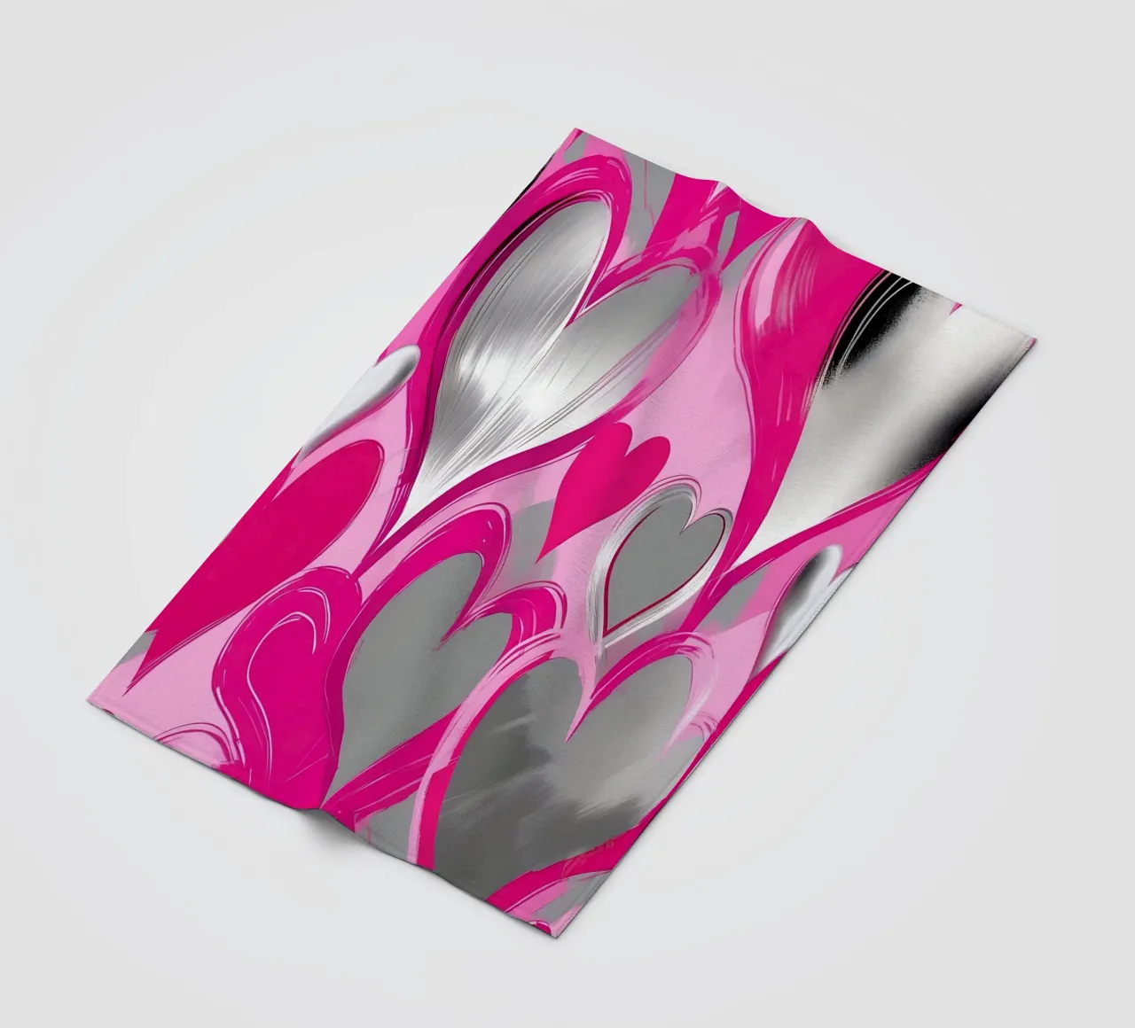 cuori_rosa_argento_2 coperta in pile da Pink- und LoveArt by LK