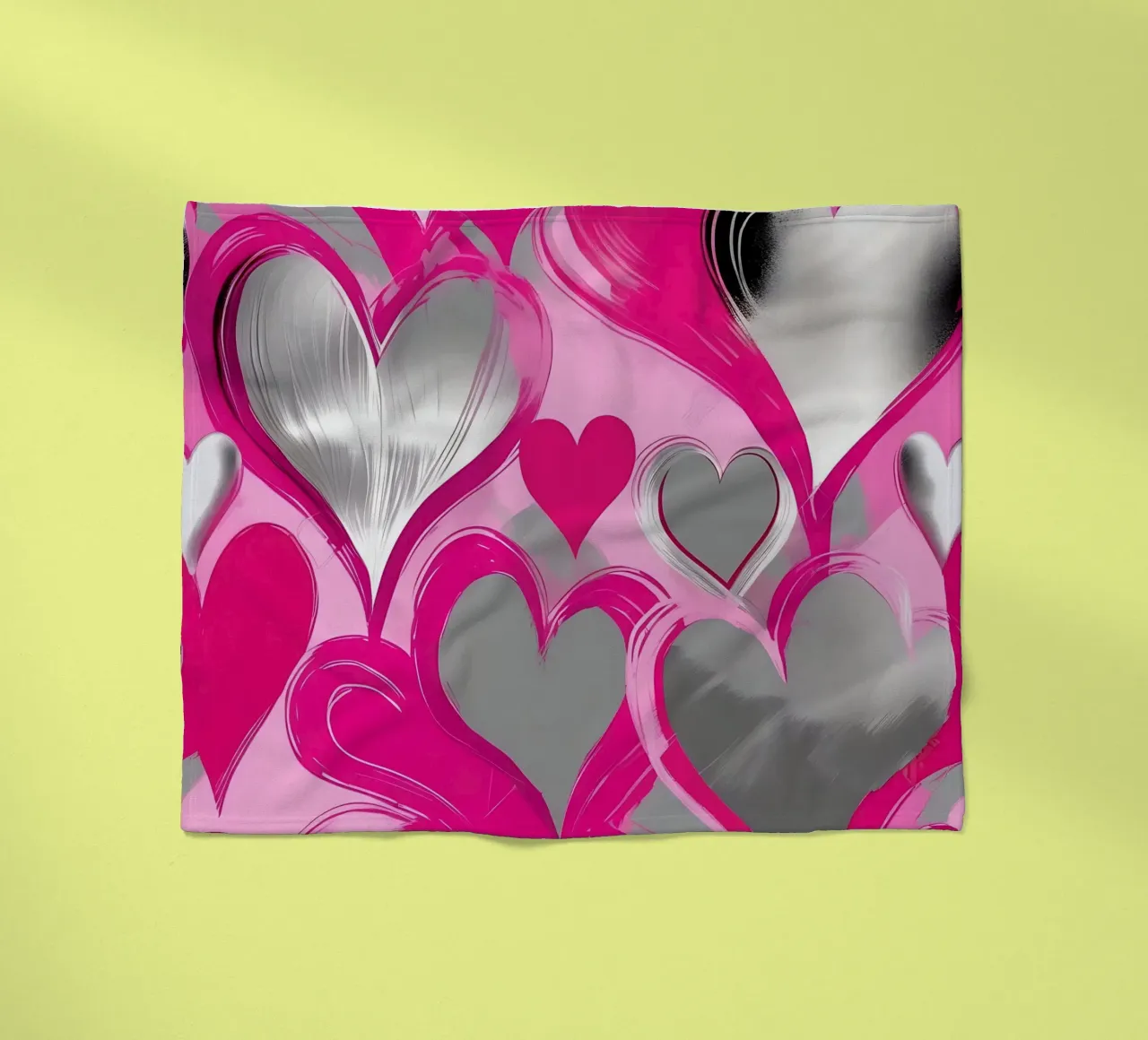 cuori_rosa_argento_2 coperta in pile da Pink- und LoveArt by LK