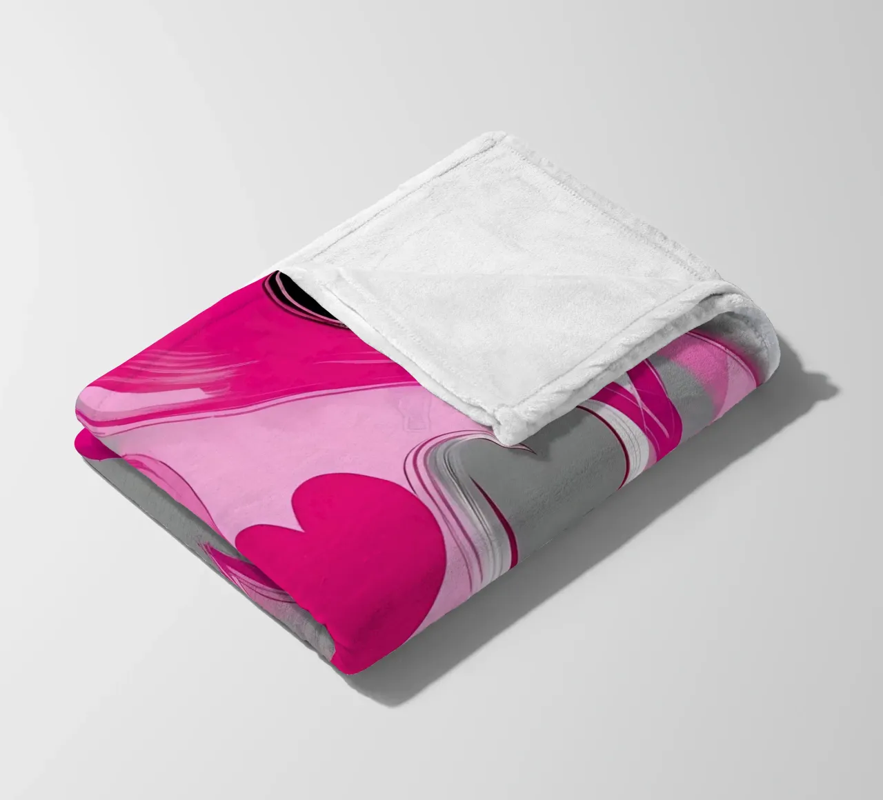 cuori_rosa_argento_2 coperta in pile da Pink- und LoveArt by LK