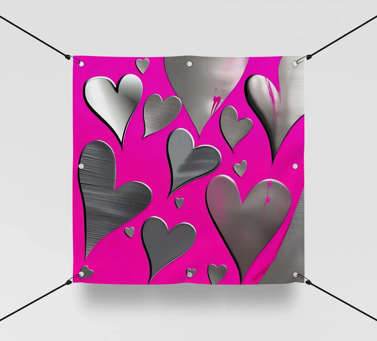 cuori_rosa_argento_3 telo in pvc da Pink- und LoveArt by LK