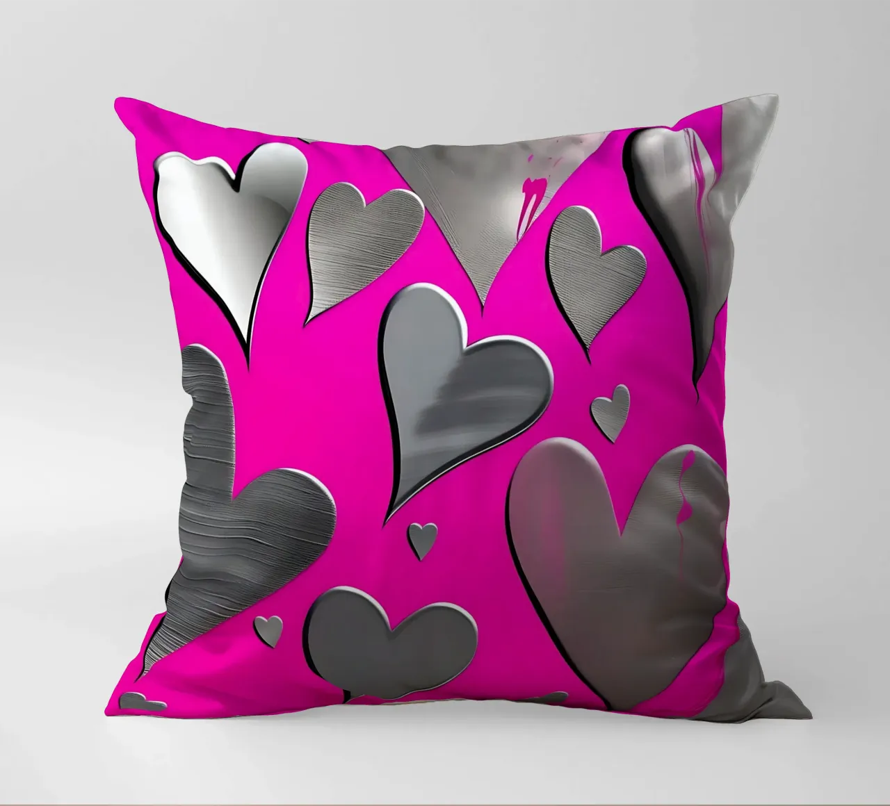 cuori_rosa_argento_3 cuscino da Pink- und LoveArt by LK