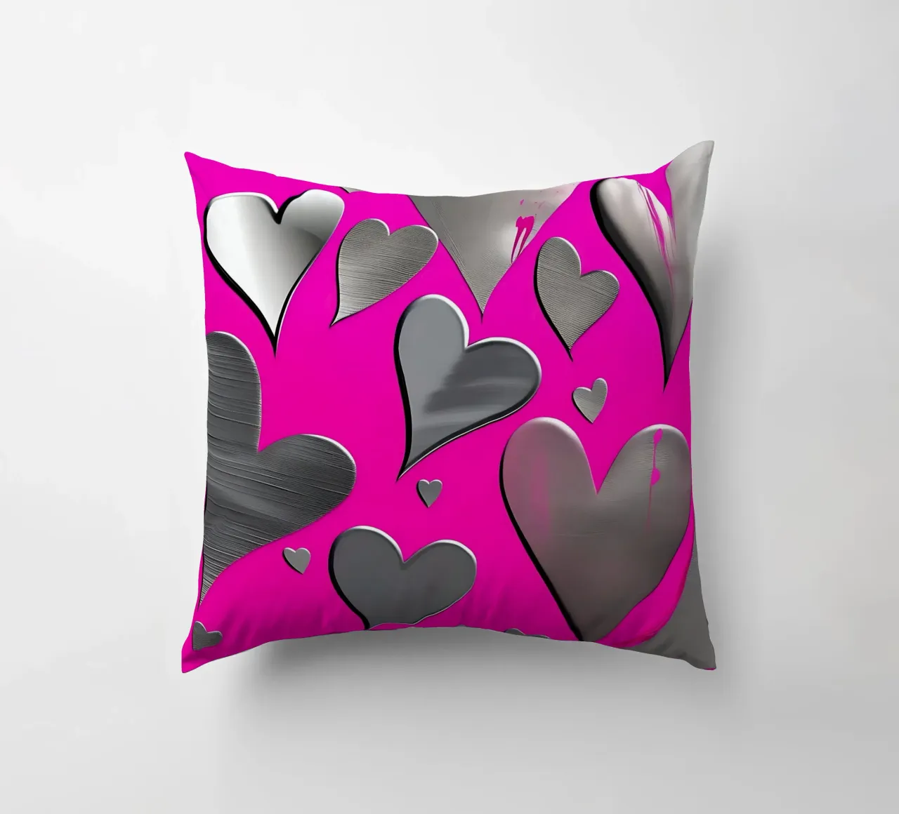 cuori_rosa_argento_3 cuscino da Pink- und LoveArt by LK