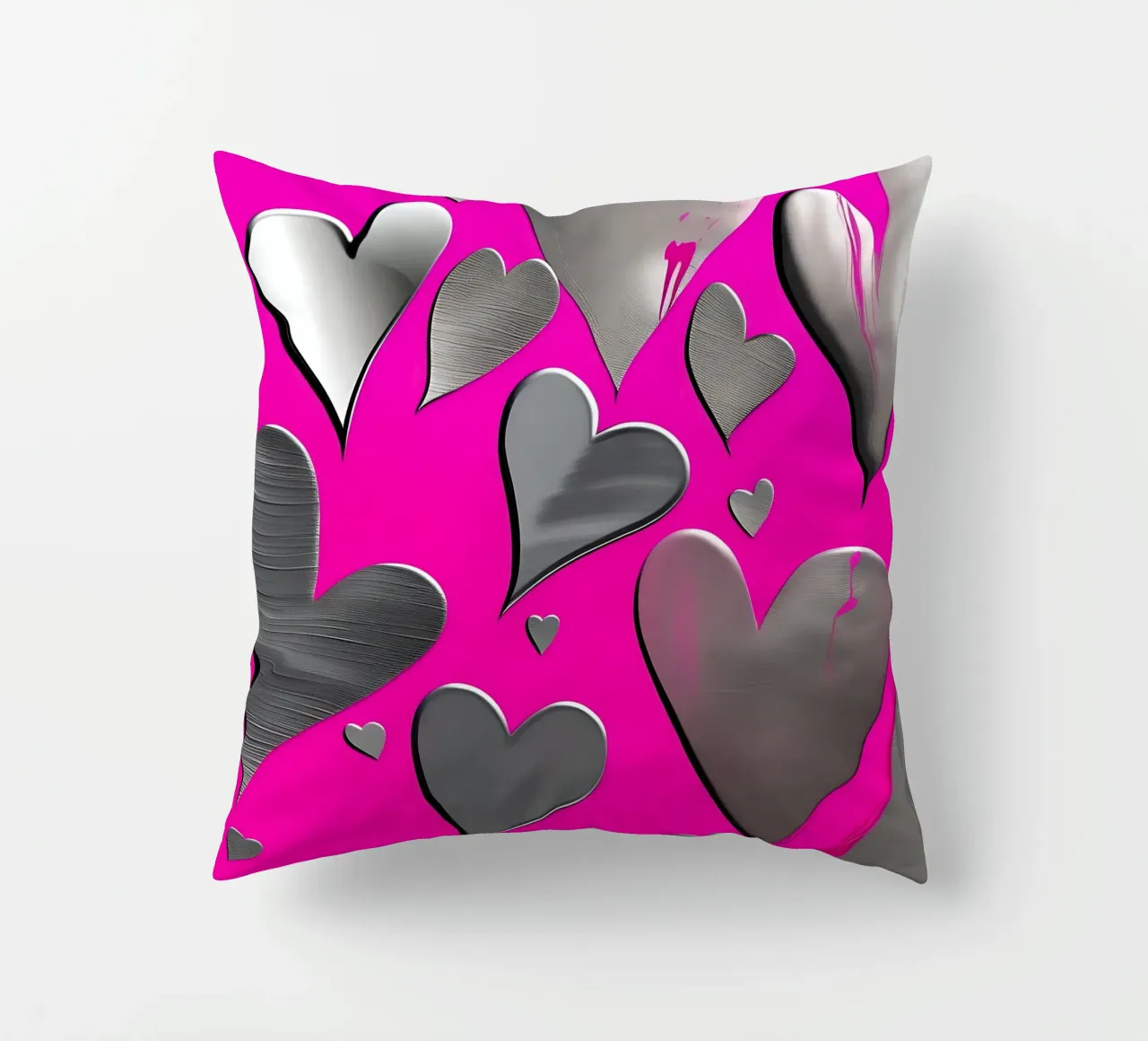 cuori_rosa_argento_3 cuscino da Pink- und LoveArt by LK