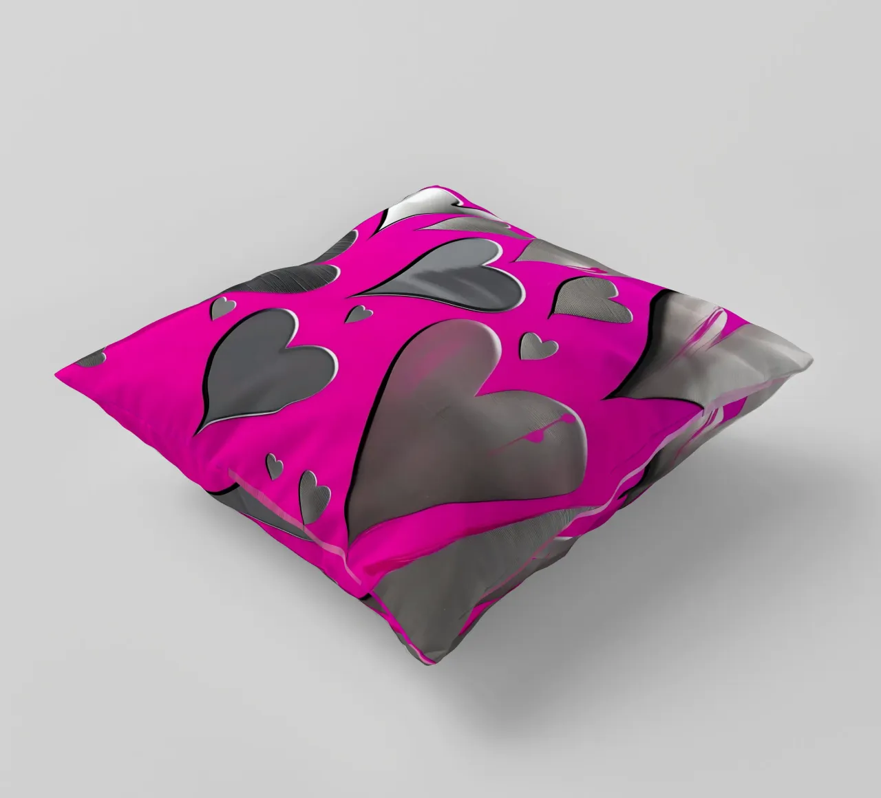 cuori_rosa_argento_3 cuscino da Pink- und LoveArt by LK