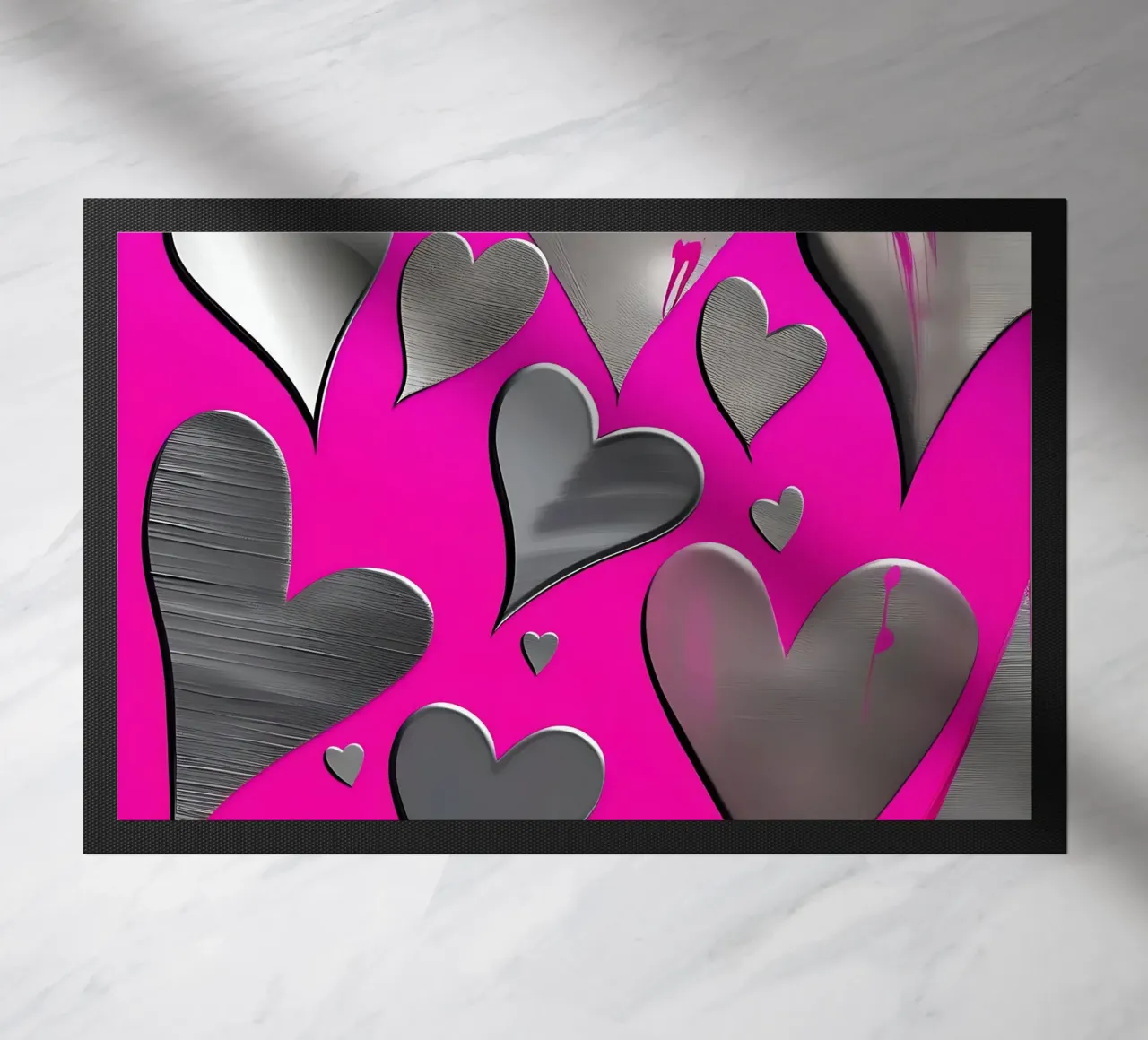 cuori_rosa_argento_3 zerbino da Pink- und LoveArt by LK