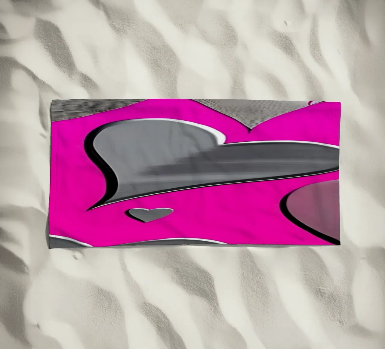 cuori_rosa_argento_3 telo mare da Pink- und LoveArt by LK
