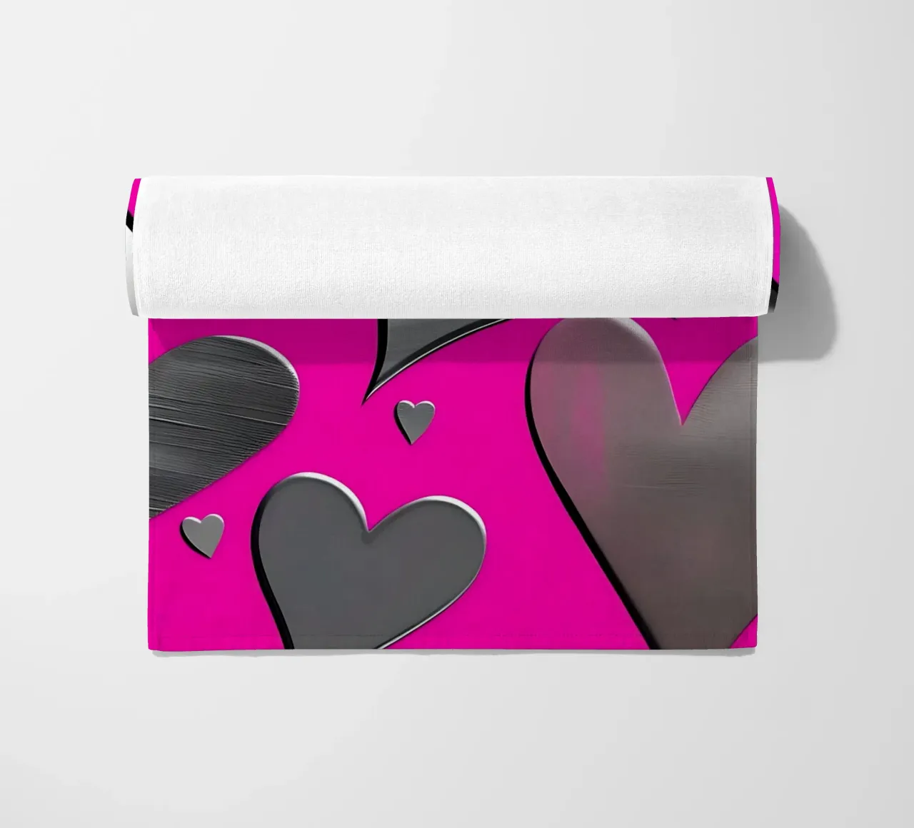 cuori_rosa_argento_3 telo mare da Pink- und LoveArt by LK