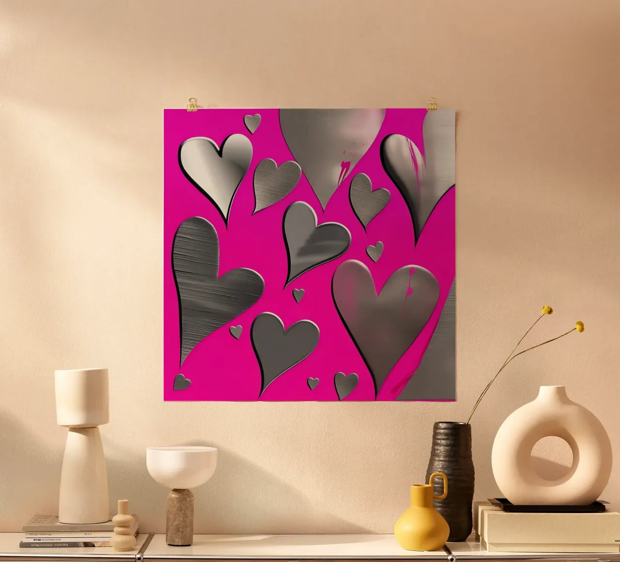 cuori_rosa_argento_3 carta hahnemühle da Pink- und LoveArt by LK