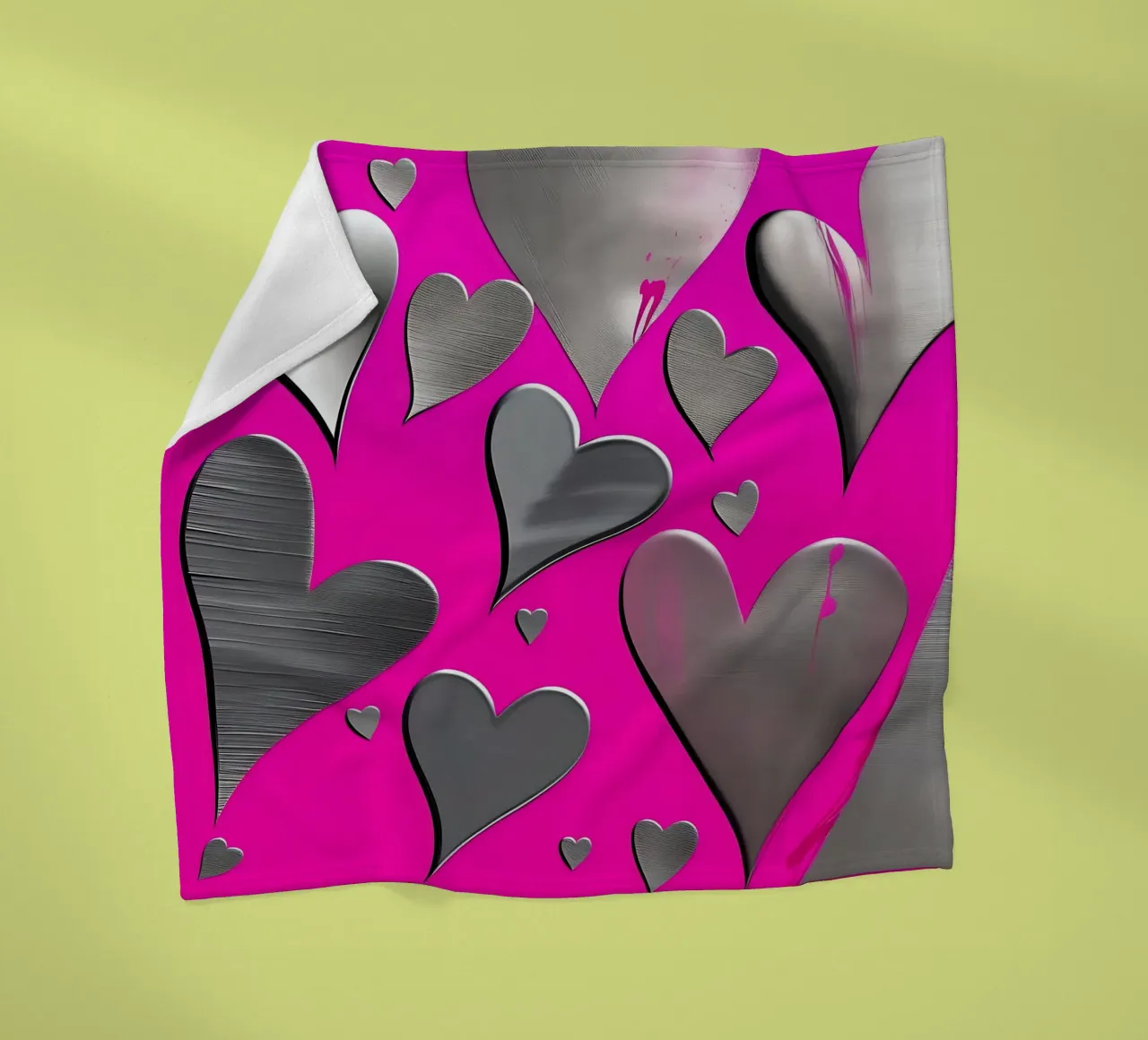 cuori_rosa_argento_3 coperta in pile da Pink- und LoveArt by LK