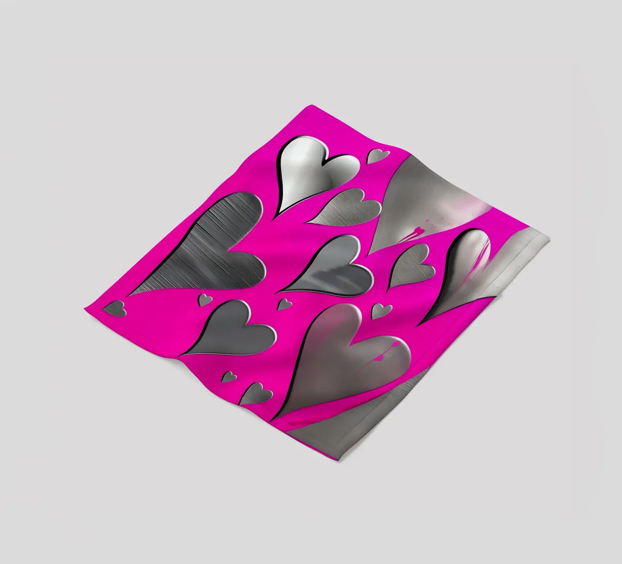 cuori_rosa_argento_3 coperta in pile da Pink- und LoveArt by LK