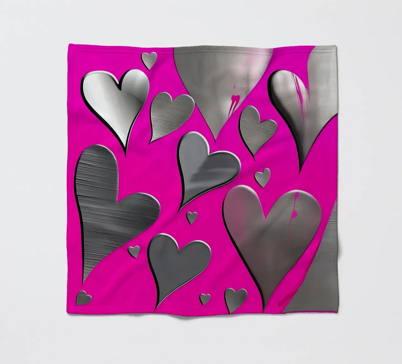cuori_rosa_argento_3 coperta in pile da Pink- und LoveArt by LK