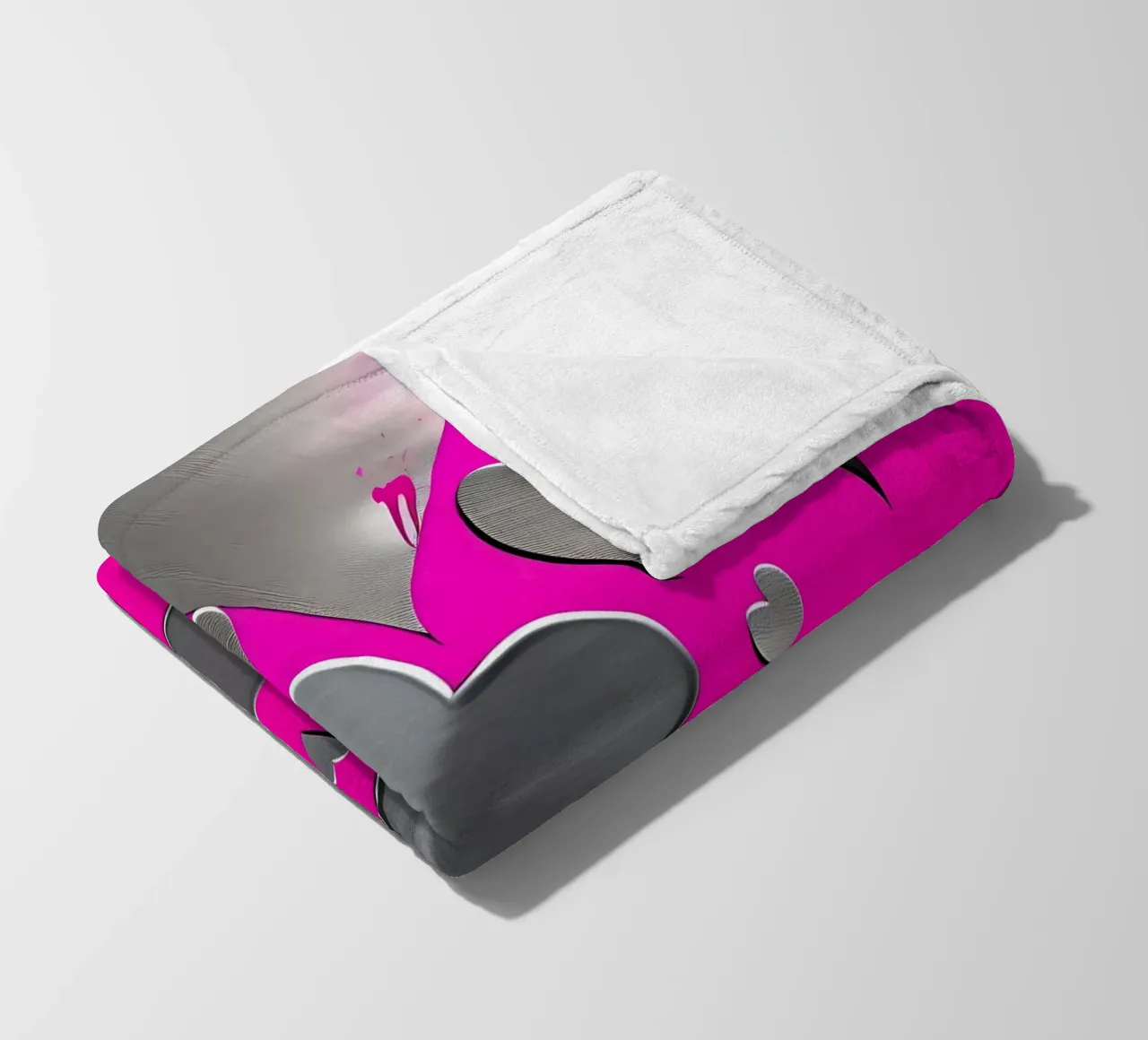 cuori_rosa_argento_3 coperta in pile da Pink- und LoveArt by LK