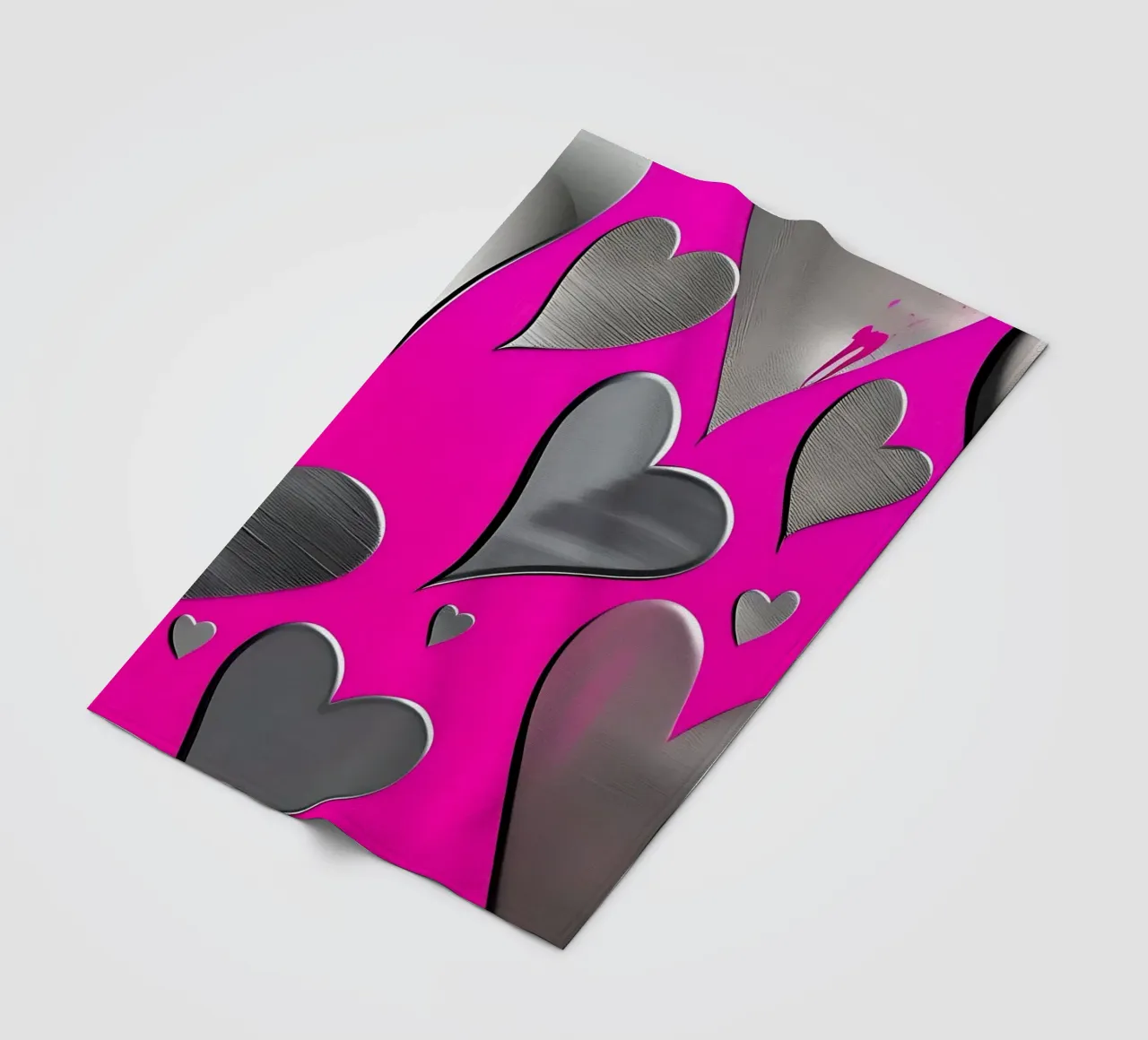 cuori_rosa_argento_3 coperta in pile da Pink- und LoveArt by LK