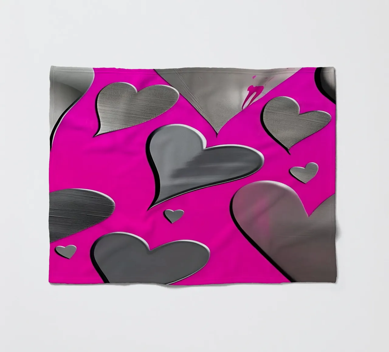 cuori_rosa_argento_3 coperta in pile da Pink- und LoveArt by LK