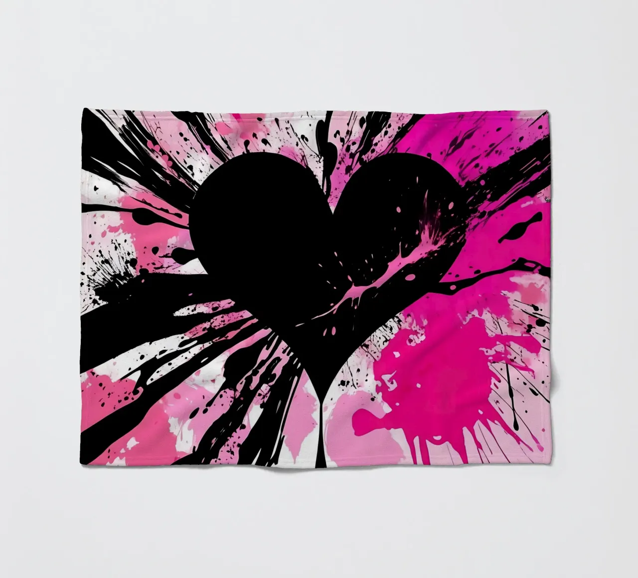 cuore_rosa_nero_1 coperta in pile da Pink- und LoveArt by LK