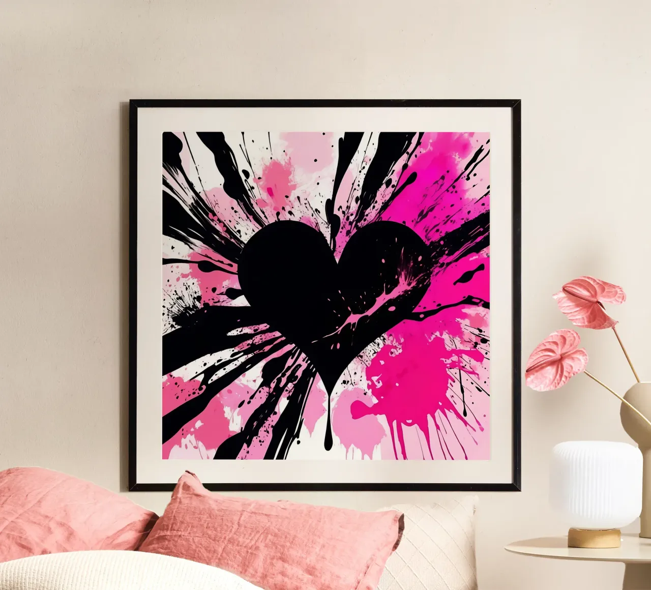 cuore_rosa_nero_1 poster da Pink- und LoveArt by LK
