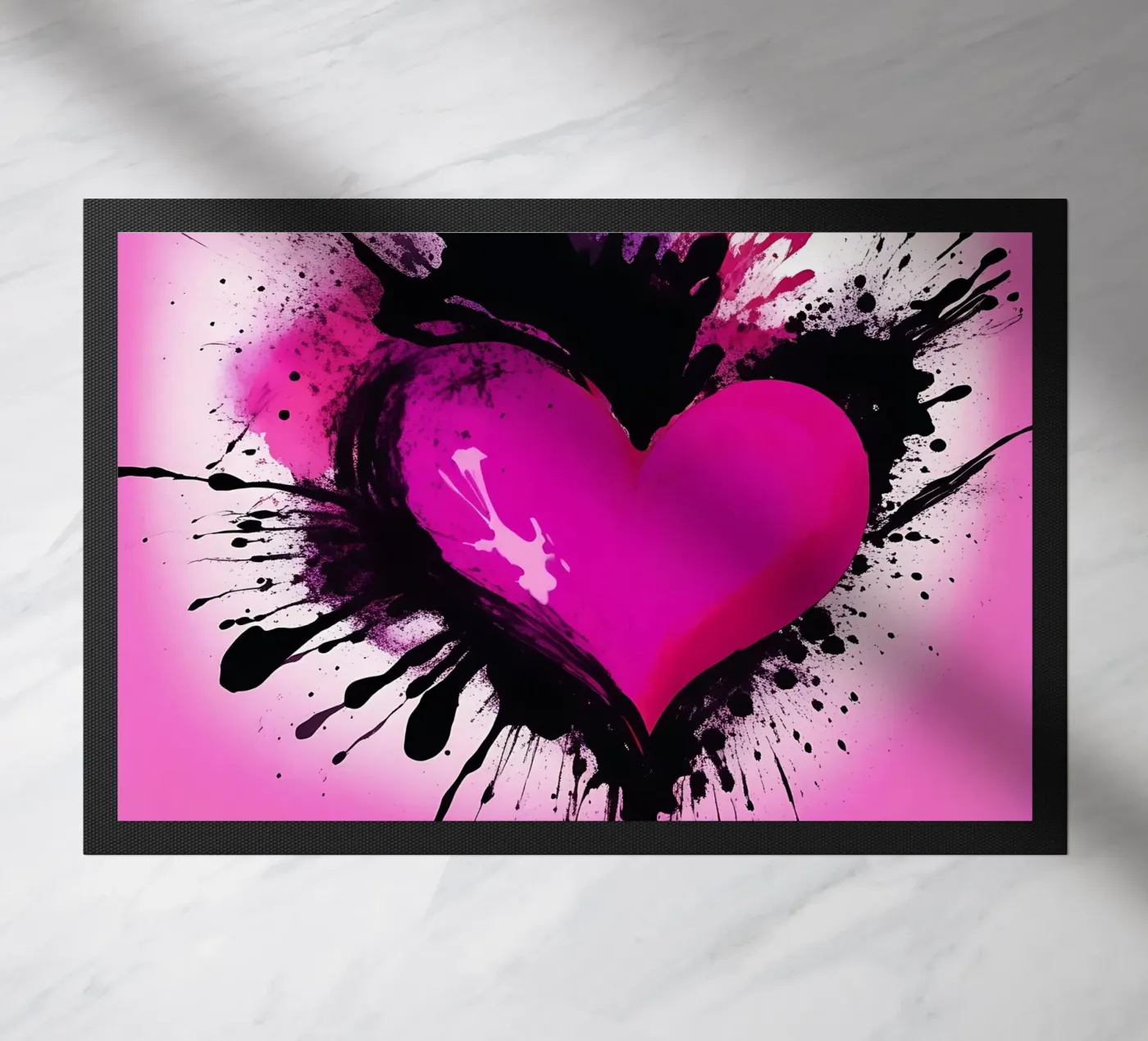 heart_pink_black_2 Fußmatte von Pink- und LoveArt by LK