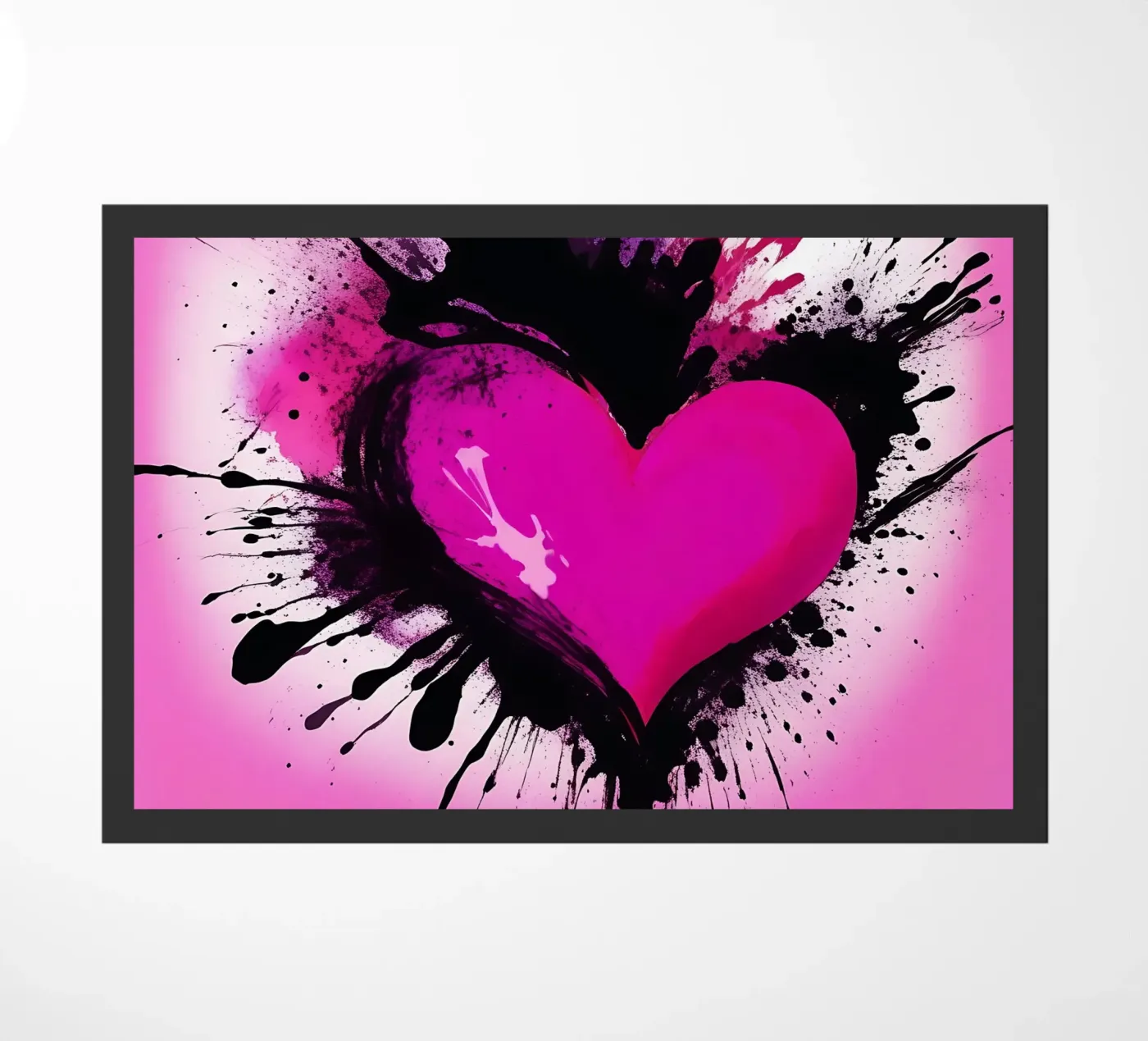 heart_pink_black_2 Fußmatte von Pink- und LoveArt by LK