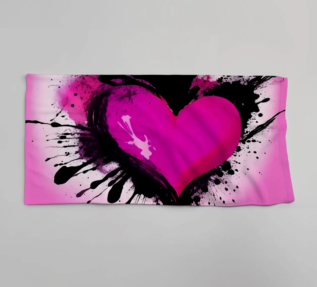 cuore_rosa_nero_2 asciugamano da bagno da Pink- und LoveArt by LK