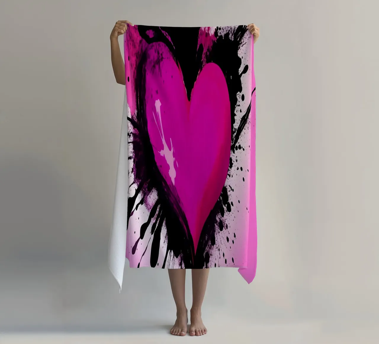 cuore_rosa_nero_2 telo mare da Pink- und LoveArt by LK