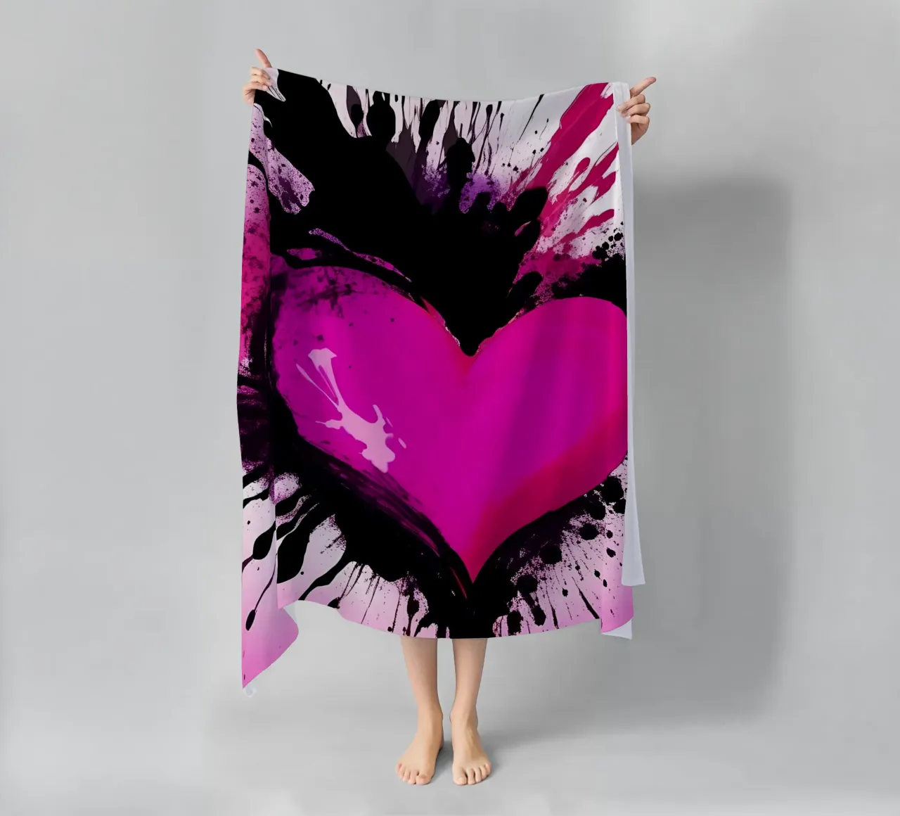 cuore_rosa_nero_2 telo mare da Pink- und LoveArt by LK