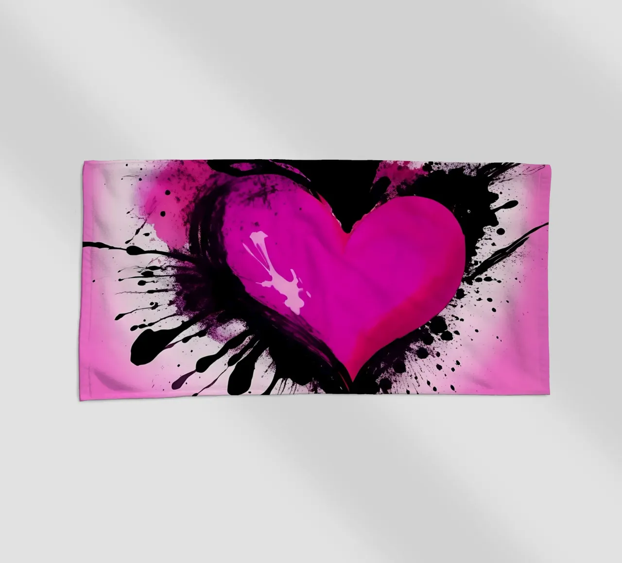 cuore_rosa_nero_2 telo mare da Pink- und LoveArt by LK