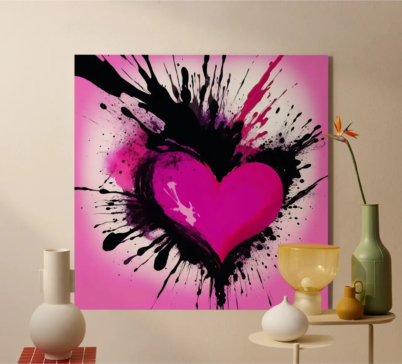 cuore_rosa_nero_2 plexiglass da Pink- und LoveArt by LK
