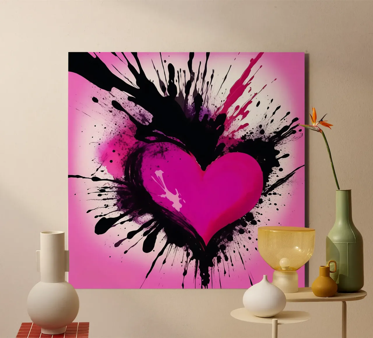 cuore_rosa_nero_2 alluminio dibond da Pink- und LoveArt by LK