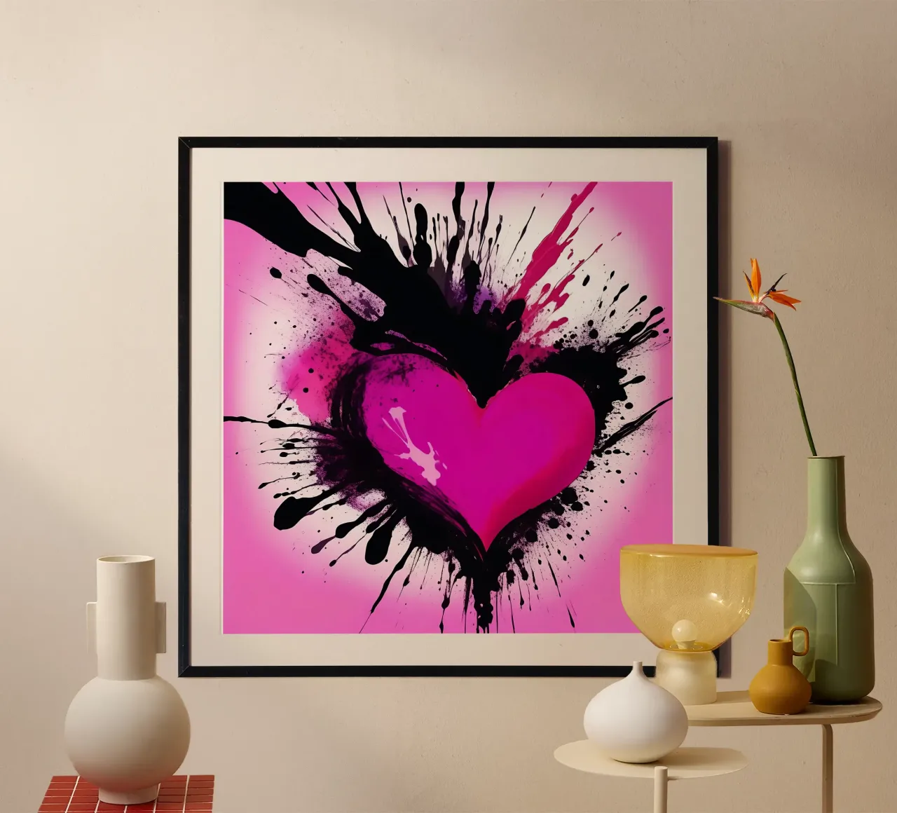 cuore_rosa_nero_2 poster da Pink- und LoveArt by LK