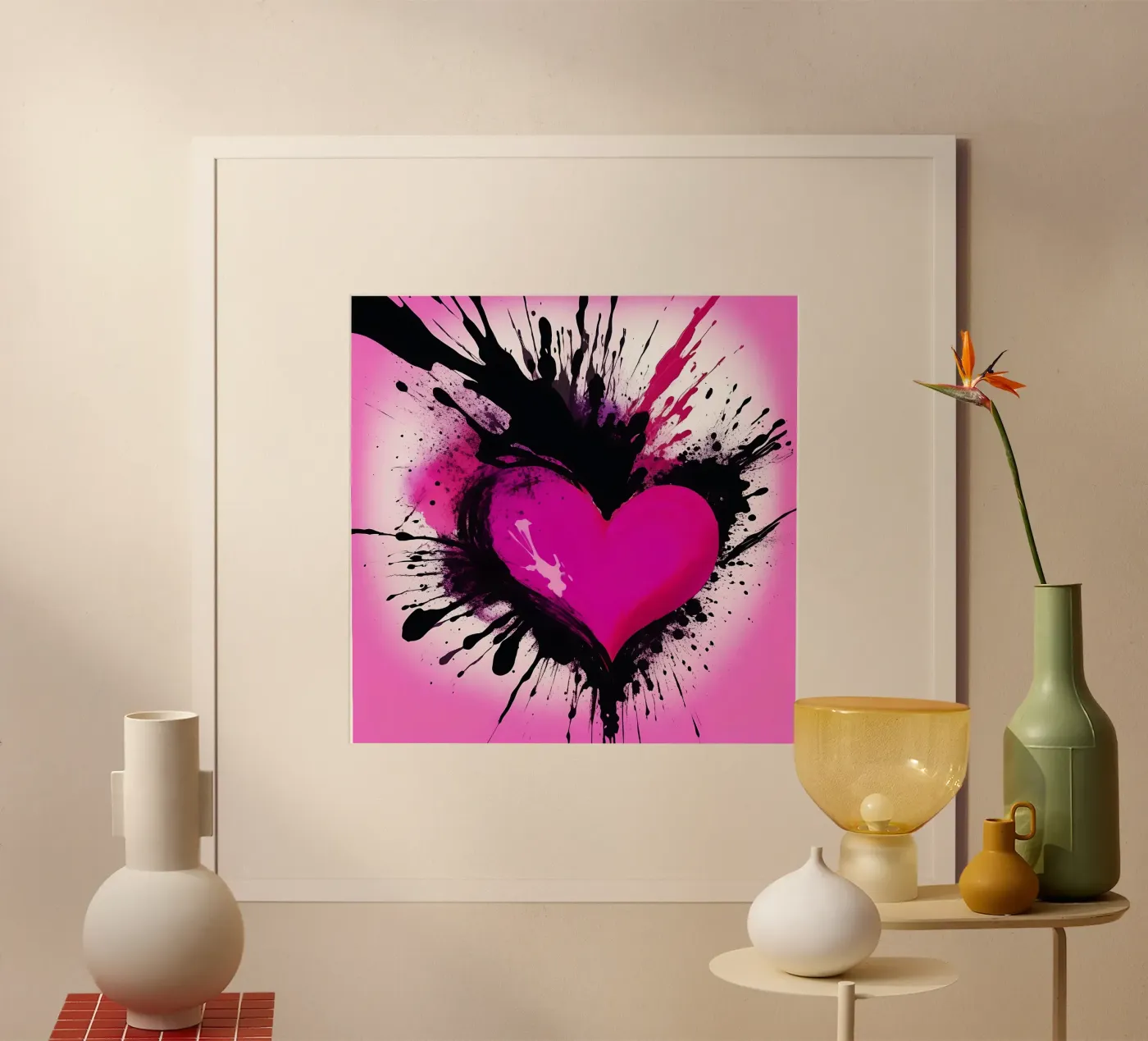 heart_pink_black_2 poster by Pink- und LoveArt by LK