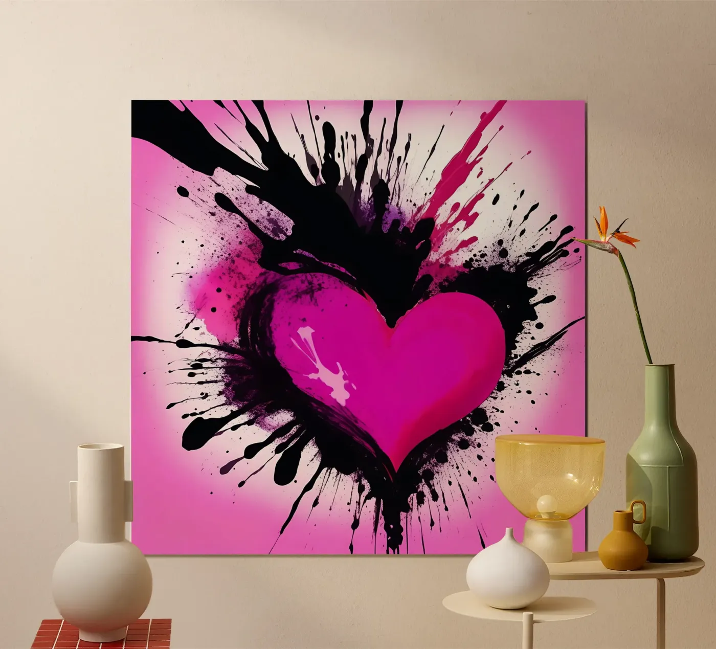 heart_pink_black_2 poster by Pink- und LoveArt by LK