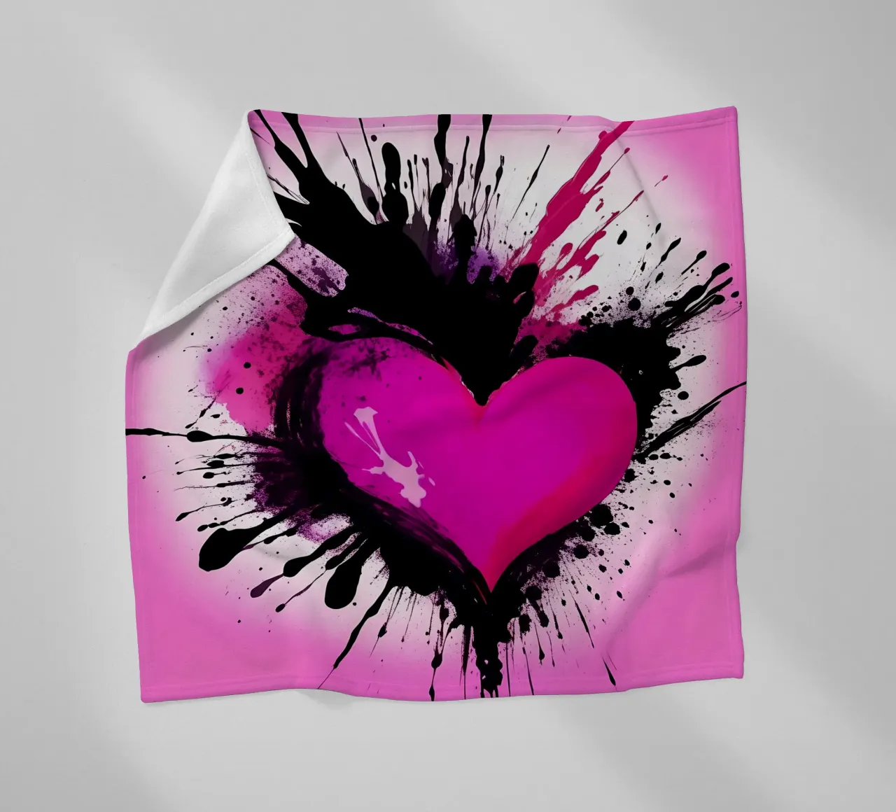 cuore_rosa_nero_2 coperta in pile da Pink- und LoveArt by LK