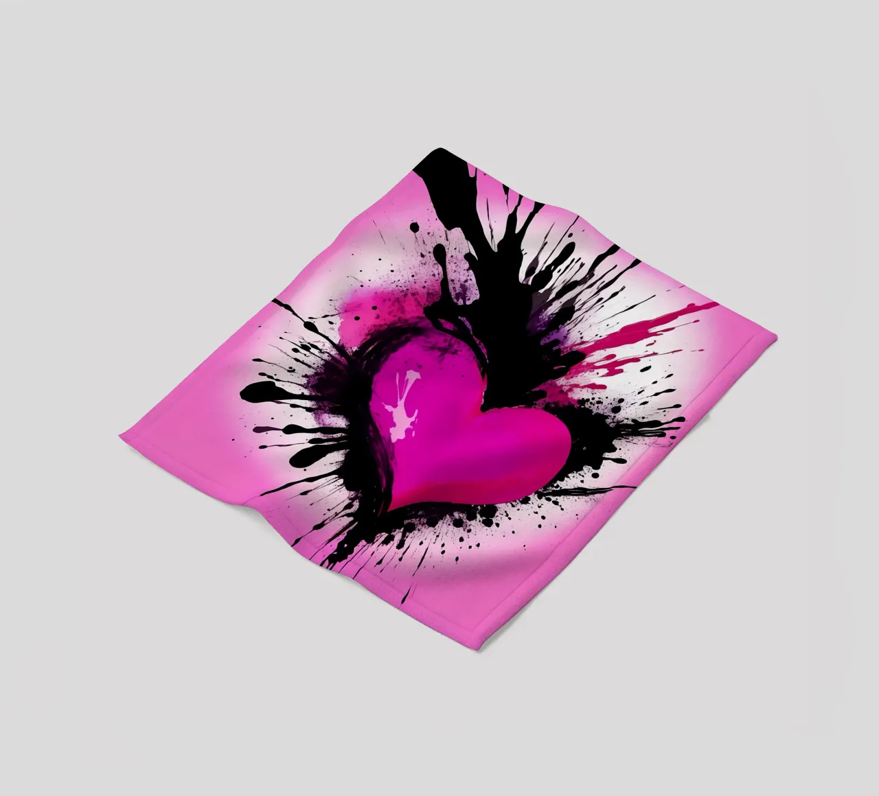 cuore_rosa_nero_2 coperta in pile da Pink- und LoveArt by LK