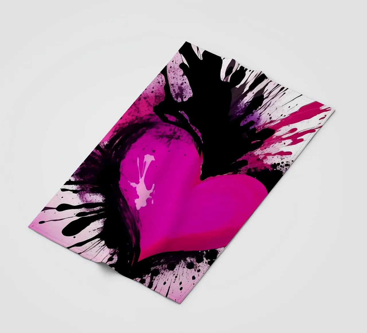 cuore_rosa_nero_2 coperta in pile da Pink- und LoveArt by LK