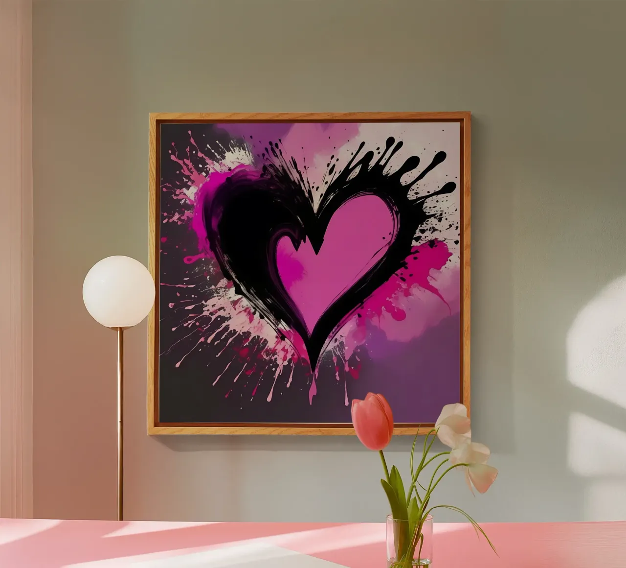 cuore_rosa_nero_3 plexiglass da Pink- und LoveArt by LK