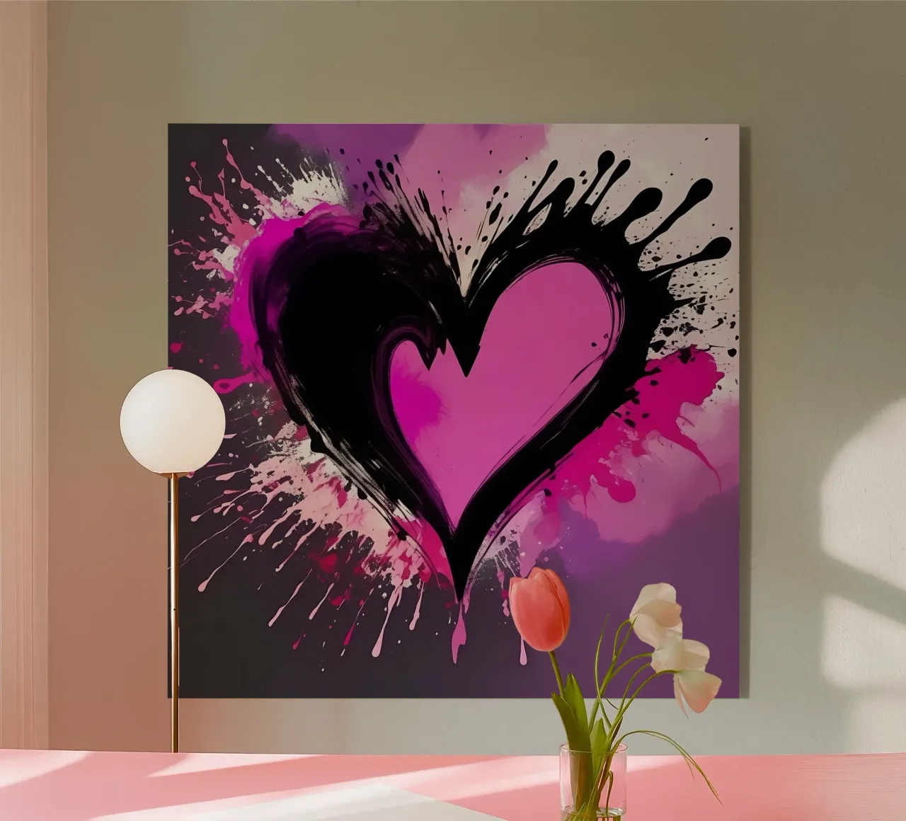 cuore_rosa_nero_3 plexiglass da Pink- und LoveArt by LK
