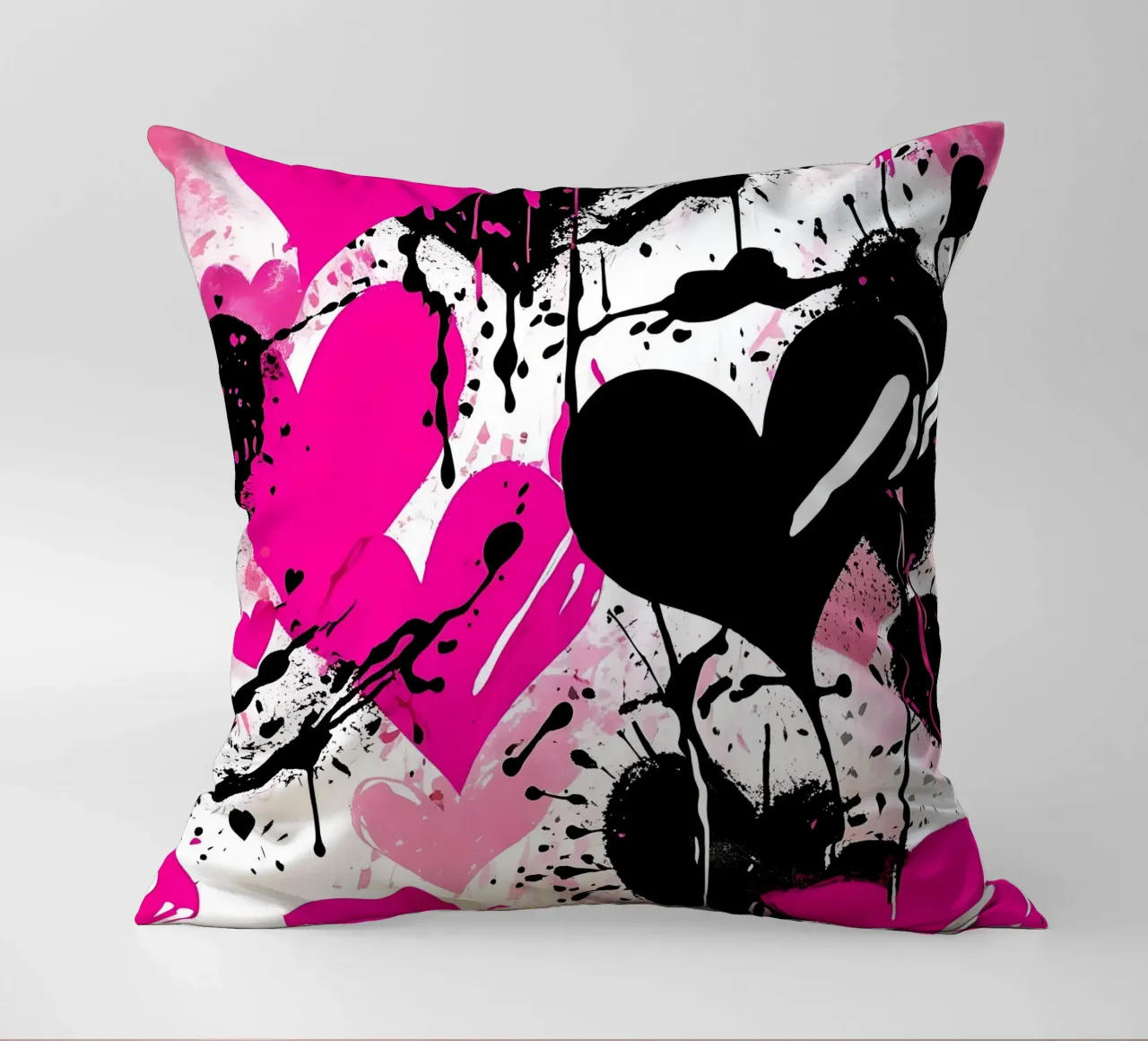 cuori_rosa_nero_1 cuscino da Pink- und LoveArt by LK